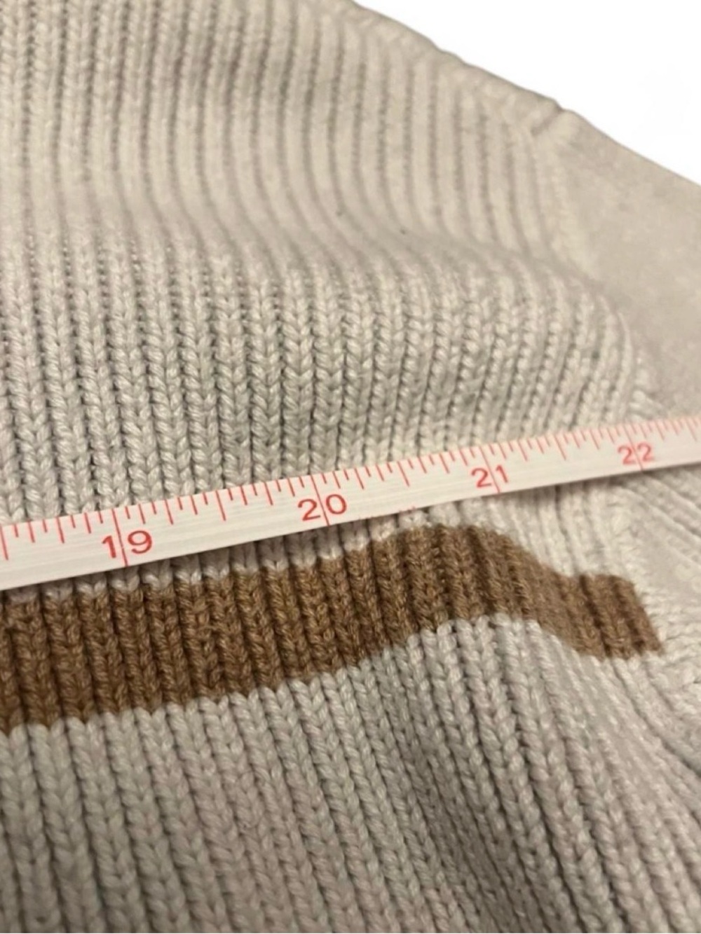 Abercrombie & Fitch Cream Sweater Crewneck with Brown Stripes Women’s XS - Picture 3 of 7